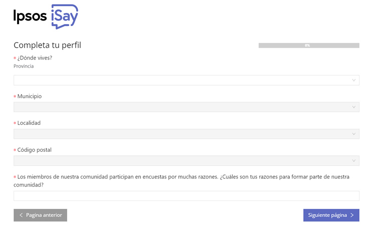 Completa perfil en Ipsos iSay para recibir más encuestas