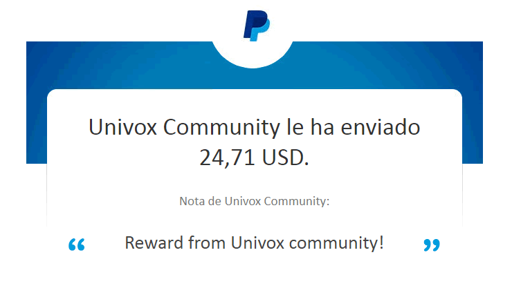 Prueba de pago de Univox